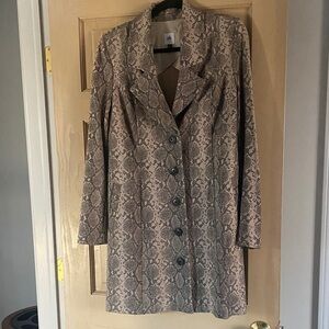 CAbi Taupe Snake-Print Long Blazer